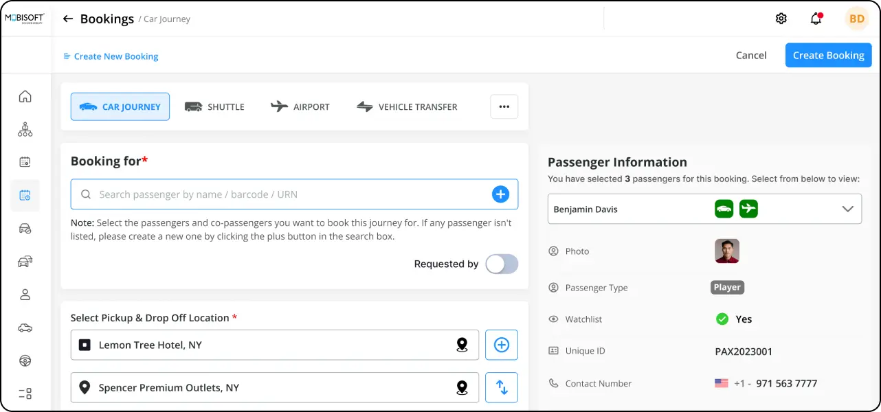 Streamlined ride control for fashion event transportation