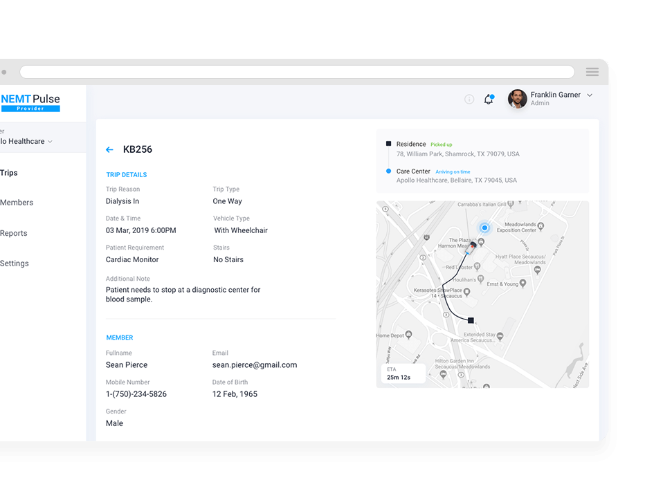 nemt software solution hospital admin panel by mobisoft infotech