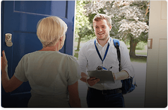 Survey and data collection guy outside the house